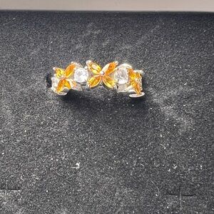 Sterling silver citrine and moissanite size 7 ring